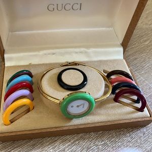 Gucci watch with colored bezels